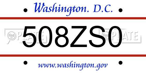 508ZS0 District Of Columbia License Plate