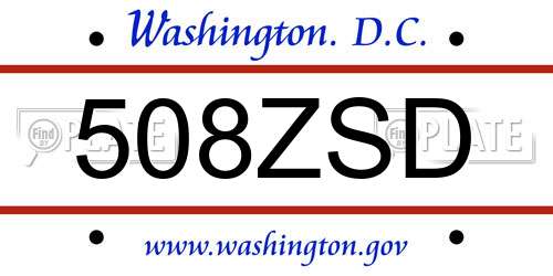 508ZSD District Of Columbia License Plate
