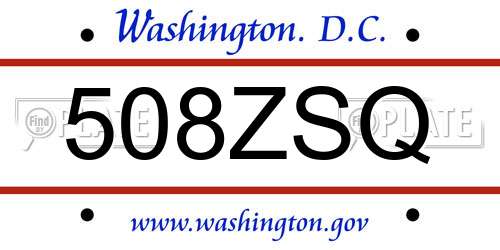 508ZSQ District Of Columbia License Plate