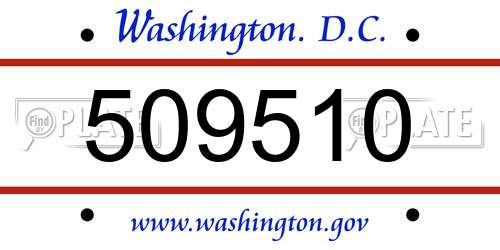 509510 District Of Columbia License Plate