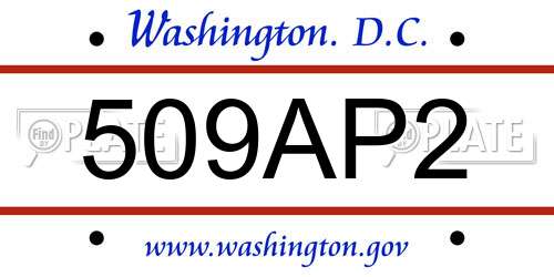 509AP2 District Of Columbia License Plate