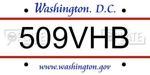 509VHB District Of Columbia License Plate