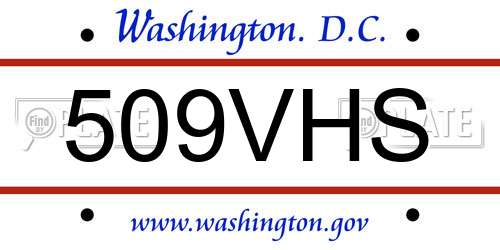 509VHS District Of Columbia License Plate