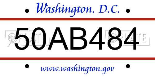 50AB484 District Of Columbia License Plate