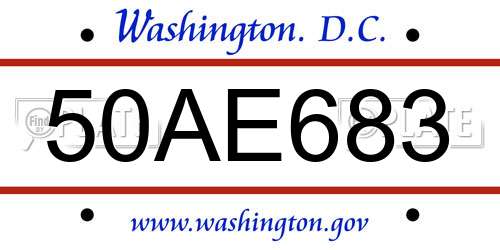 50AE683 District Of Columbia License Plate