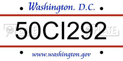 50CI292 District Of Columbia License Plate