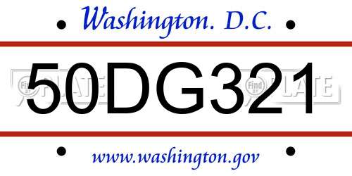 50DG321 District Of Columbia License Plate