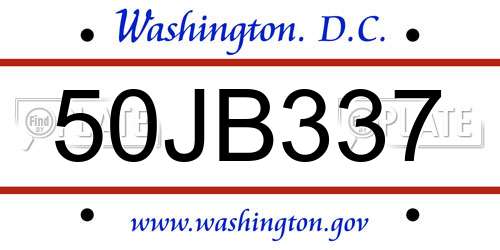 50JB337 District Of Columbia License Plate