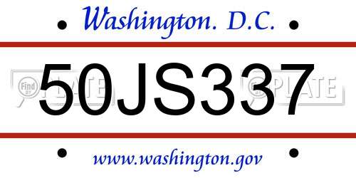 50JS337 District Of Columbia License Plate