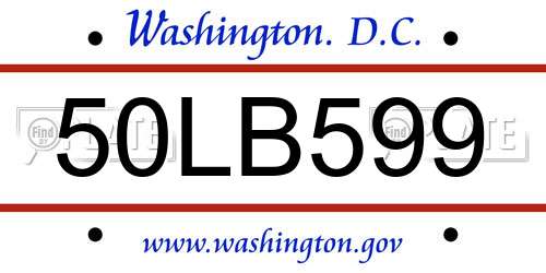50LB599 District Of Columbia License Plate