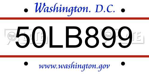 50LB899 District Of Columbia License Plate