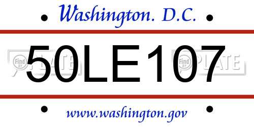 50LE107 District Of Columbia License Plate