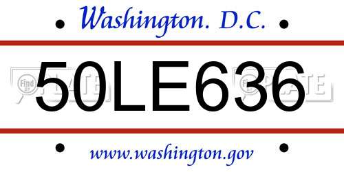 50LE636 District Of Columbia License Plate