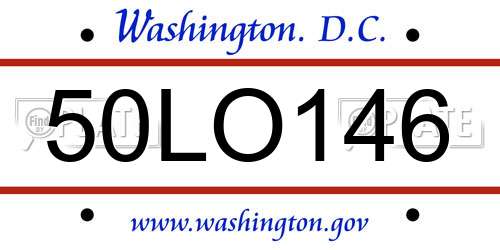 50LO146 District Of Columbia License Plate