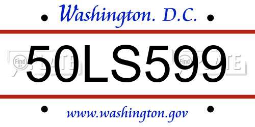 50LS599 District Of Columbia License Plate
