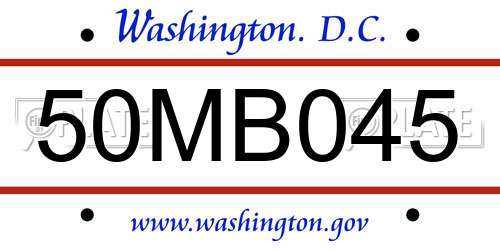 50MB045 District Of Columbia License Plate