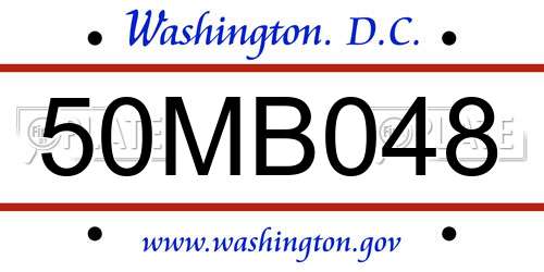 50MB048 District Of Columbia License Plate