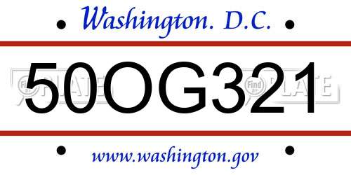 50OG321 District Of Columbia License Plate
