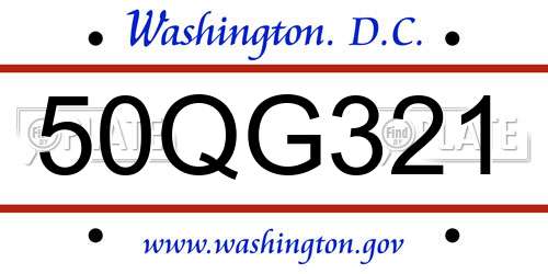 50QG321 District Of Columbia License Plate