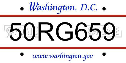 50RG659 District Of Columbia License Plate