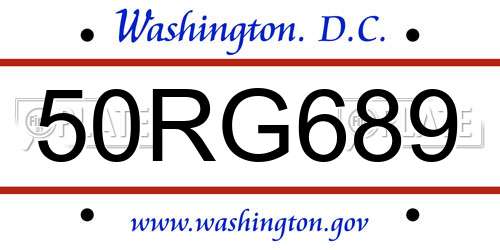 50RG689 District Of Columbia License Plate