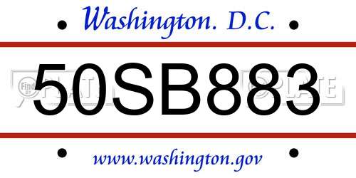50SB883 District Of Columbia License Plate