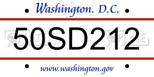 50SD212 District Of Columbia License Plate