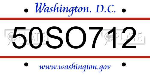 50SO712 District Of Columbia License Plate