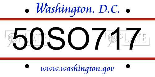 50SO717 District Of Columbia License Plate