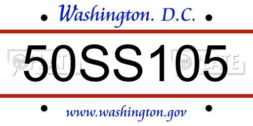 50SS105 District Of Columbia License Plate