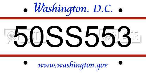 50SS553 District Of Columbia License Plate