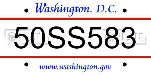 50SS583 District Of Columbia License Plate