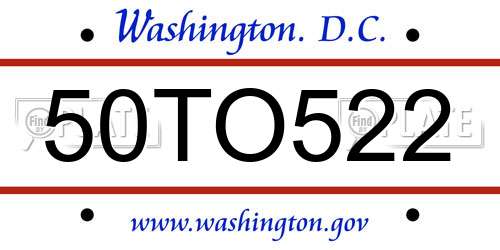 50TO522 District Of Columbia License Plate