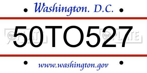 50TO527 District Of Columbia License Plate