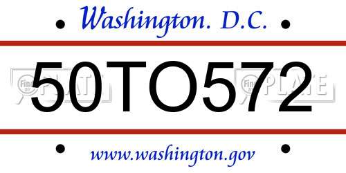 50TO572 District Of Columbia License Plate