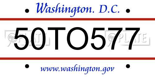 50TO577 District Of Columbia License Plate