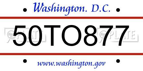 50TO877 District Of Columbia License Plate