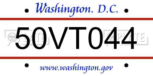 50VT044 District Of Columbia License Plate
