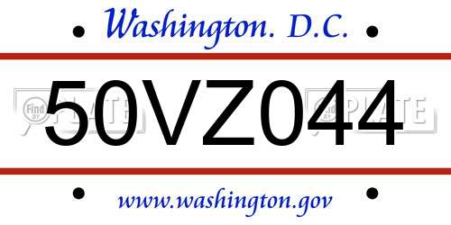 50VZ044 District Of Columbia License Plate