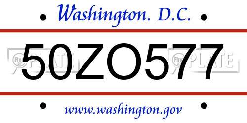 50ZO577 District Of Columbia License Plate