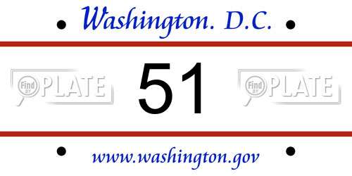 51 District Of Columbia License Plate