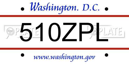 510ZPL District Of Columbia License Plate
