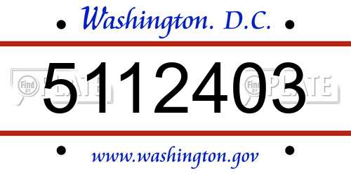 5112403 District Of Columbia License Plate