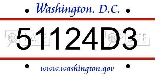 51124D3 District Of Columbia License Plate