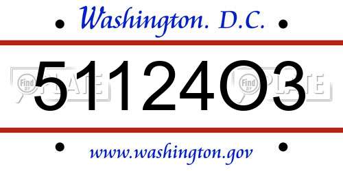 51124O3 District Of Columbia License Plate