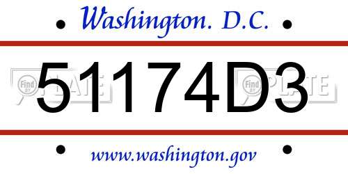 51174D3 District Of Columbia License Plate