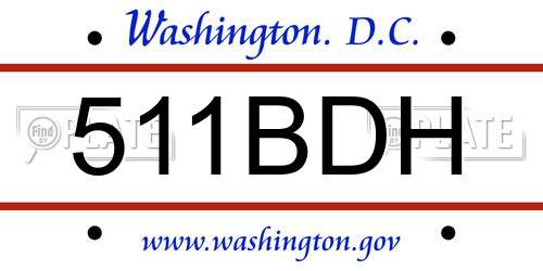 511BDH District Of Columbia License Plate