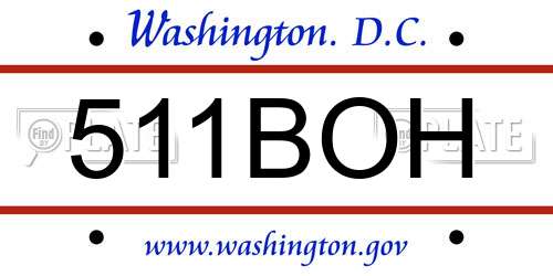 511BOH District Of Columbia License Plate