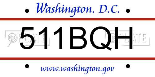 511BQH District Of Columbia License Plate