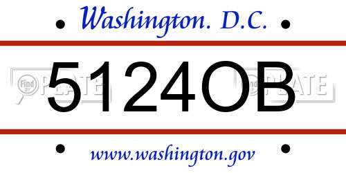 5124OB District Of Columbia License Plate